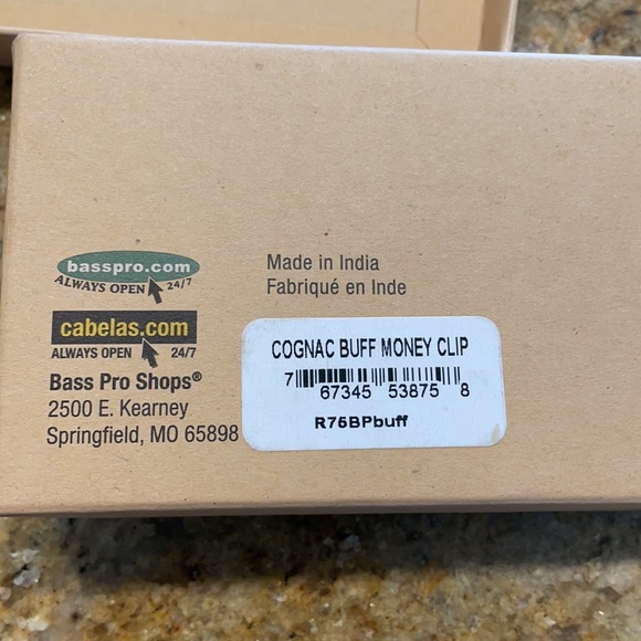 Money Clip Leather Brown Red Head Brand Bass Pro - Picture 4 of 7